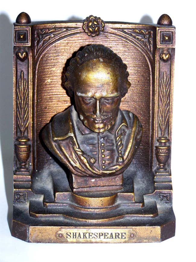 A pair of Antique Bookends by Bradley & Hubbard circa 1920 depicting William Shakespeare